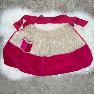 APRON Pink Velvet Gold Metallic Hearts Feminine Dainty Valentines Day Holiday